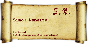 Simon Nanetta névjegykártya
